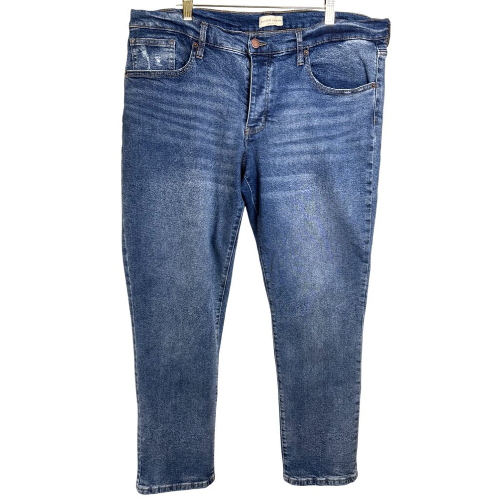 Oliver Logan Mens‎ Jeans 34 X 32 Vintage Worn Med Wash Button Fly Straight Leg